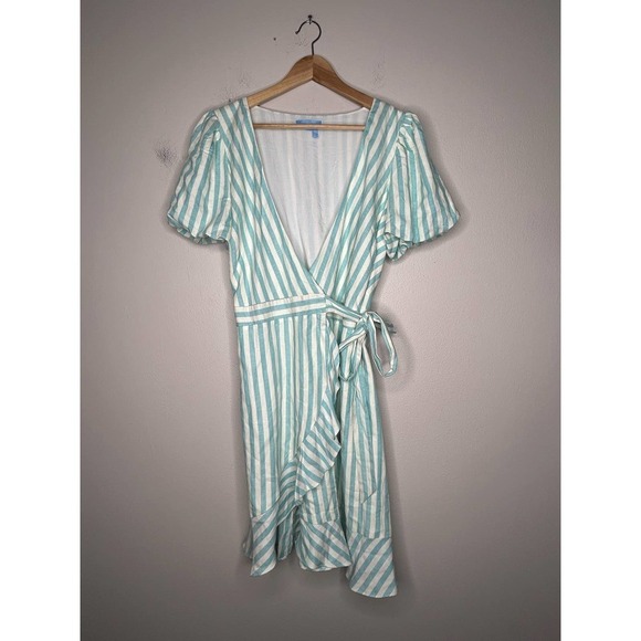 Draper James RSVP Striped Rayon Linen Wrap Dress M‎ - Picture 2 of 8